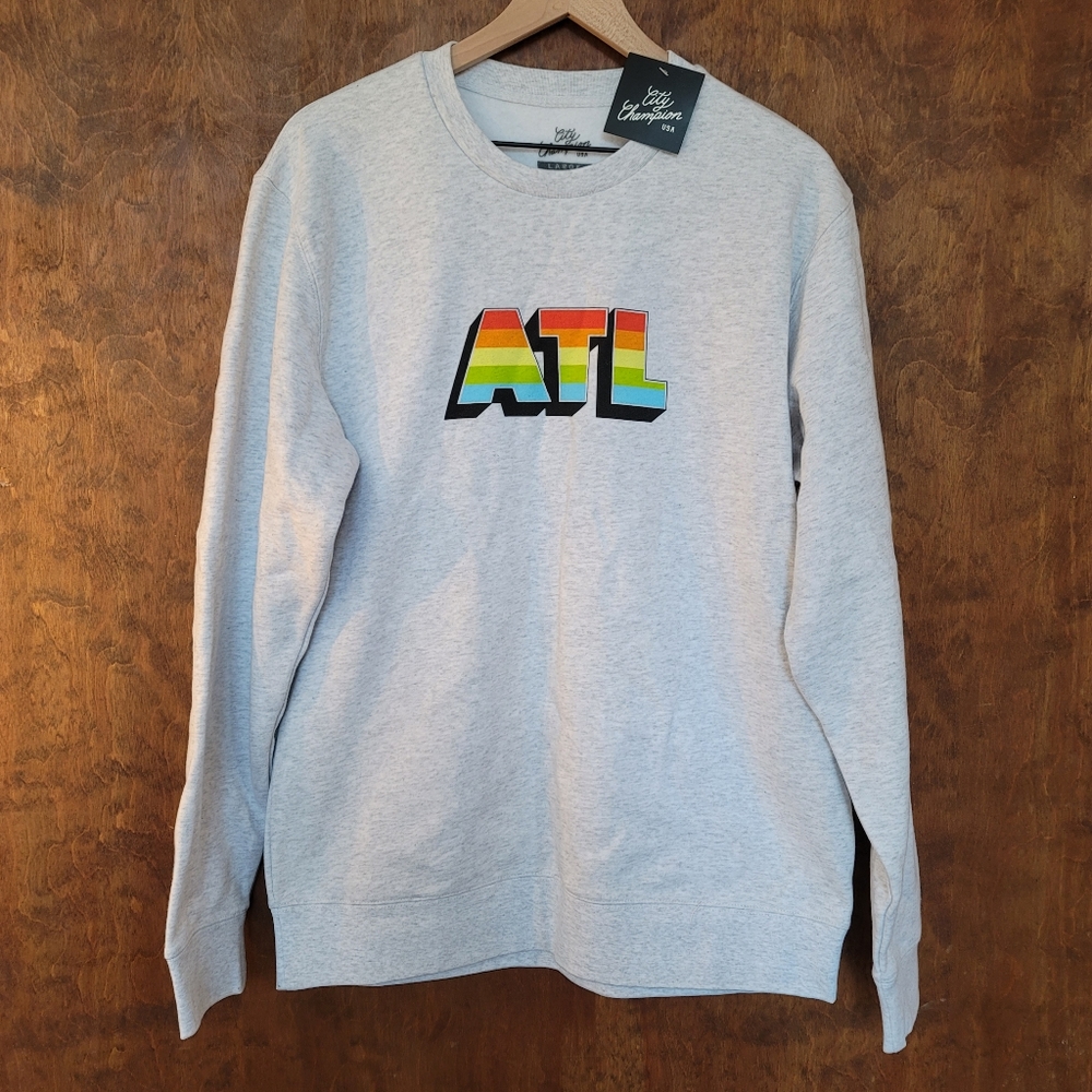 City Champion Atlanta ATL rainbow graphic oversized sweatshirt gray classic fit